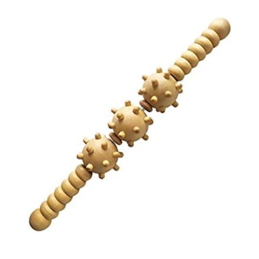 Spiked Wood Muscle Massage Roller Stick Holistic Cellulite Trigger‎ Point Tool